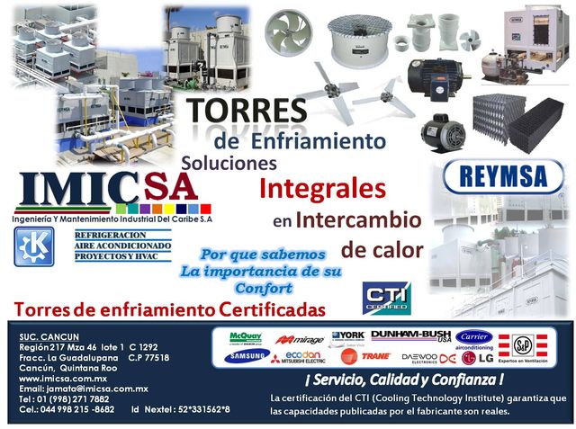 Torres de enfriamiento, partes y refacciones